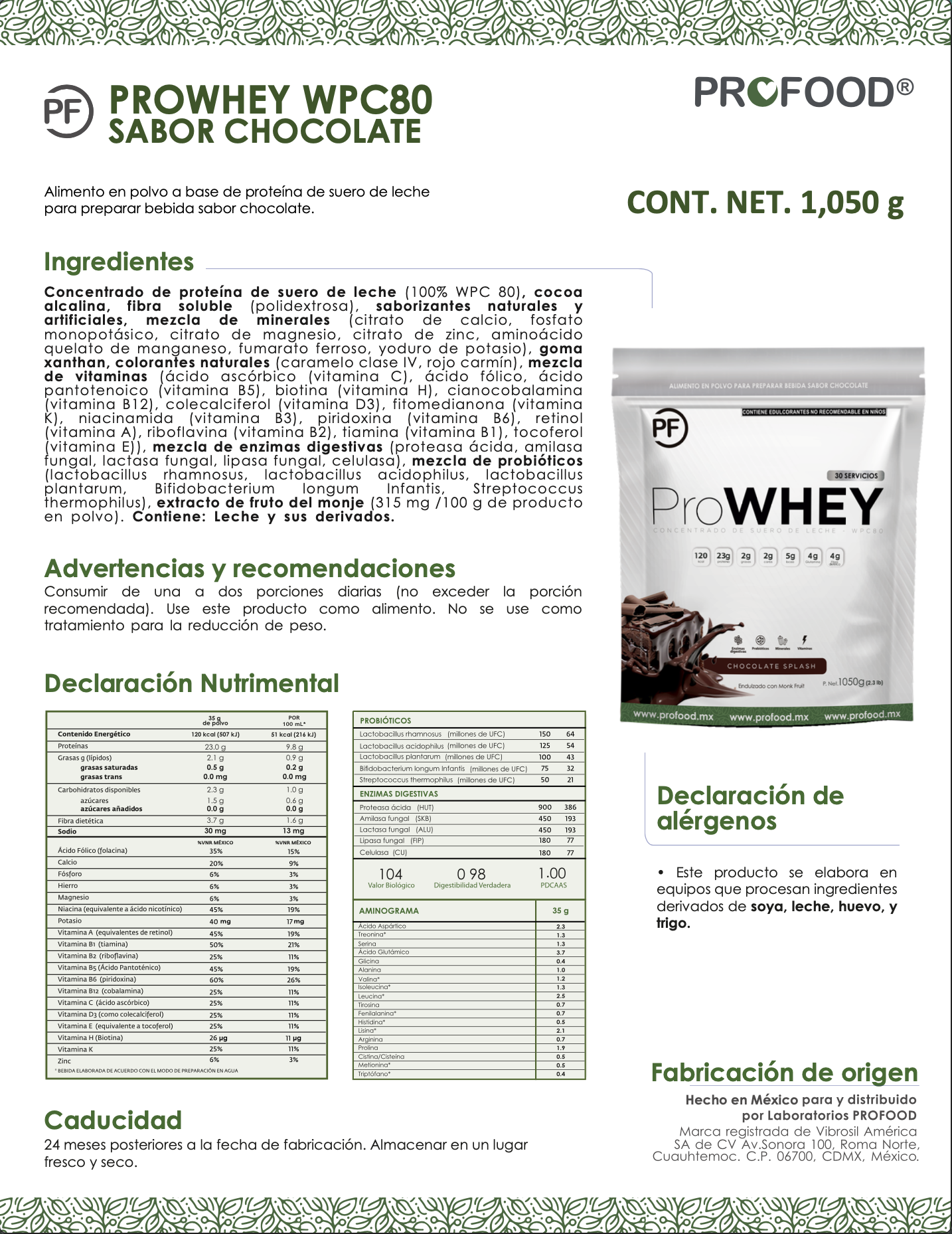 ficha-tecnica ProWHEY  WPC80 - Chocolate Splash