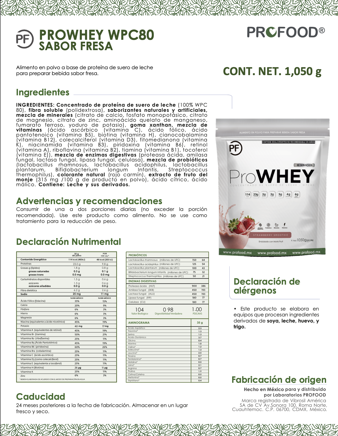 ficha-tecnica ProWHEY  WPC80 - Strawberry Smoothie
